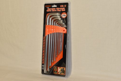 Furatos, lyukas TORX kulcs készlet, 10 darabos