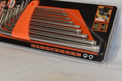 Furatos, lyukas TORX kulcs készlet, 10 darabos