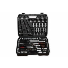   216 db-os dugókulcs készlet, 1/4", 3/8", 1/2"-os racsnikkal és villáskulcsokkal