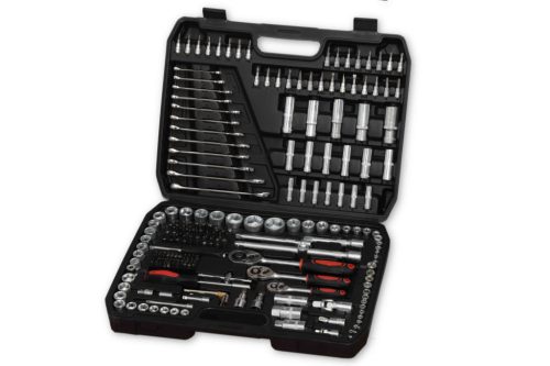 216 db-os dugókulcs készlet, 1/4", 3/8", 1/2"-os racsnikkal és villáskulcsokkal